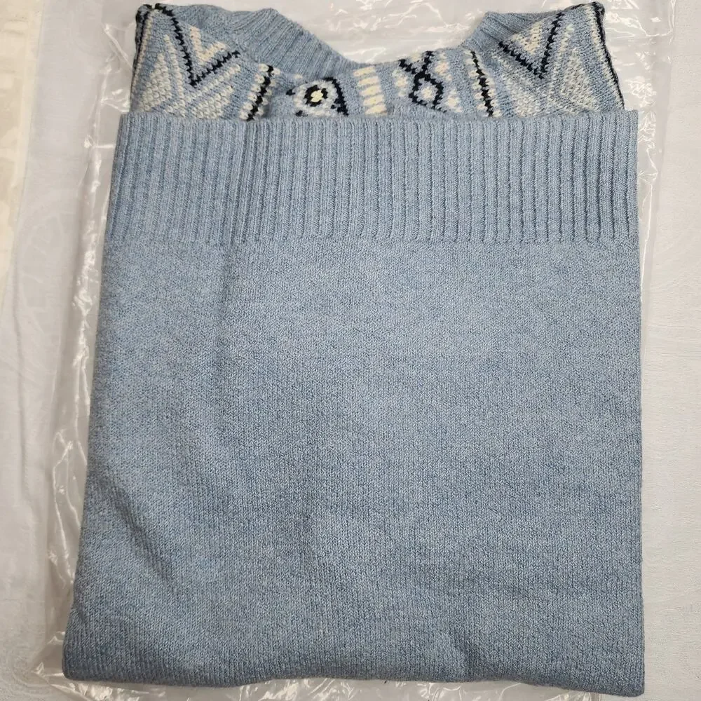 Weatherproof Vintage Women's Fair Isle Blue Sweater XL Soft Brushed Winter NWT - Picture 5 of 6